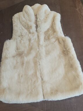 Mango Kids Faux Fur Vest - Cream Plush